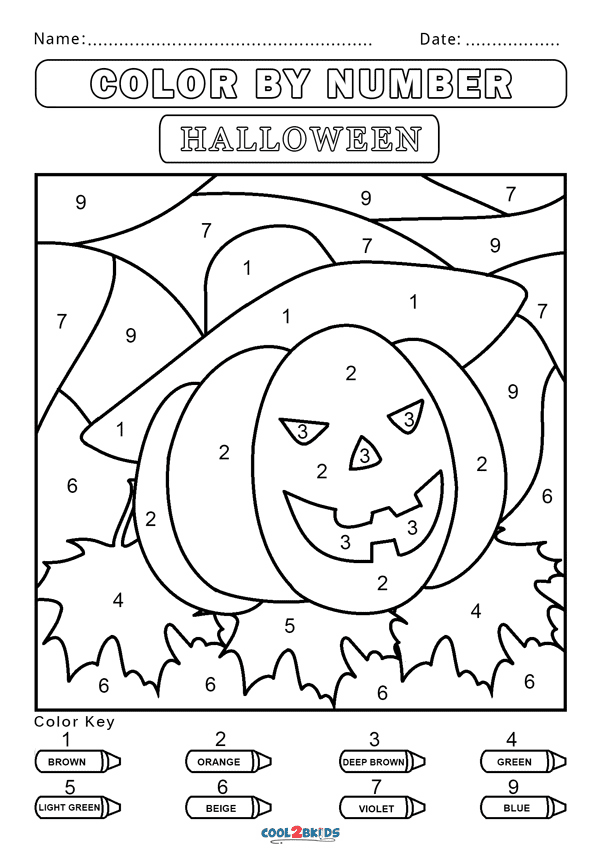 Página para colorir de Halloween colorir por número