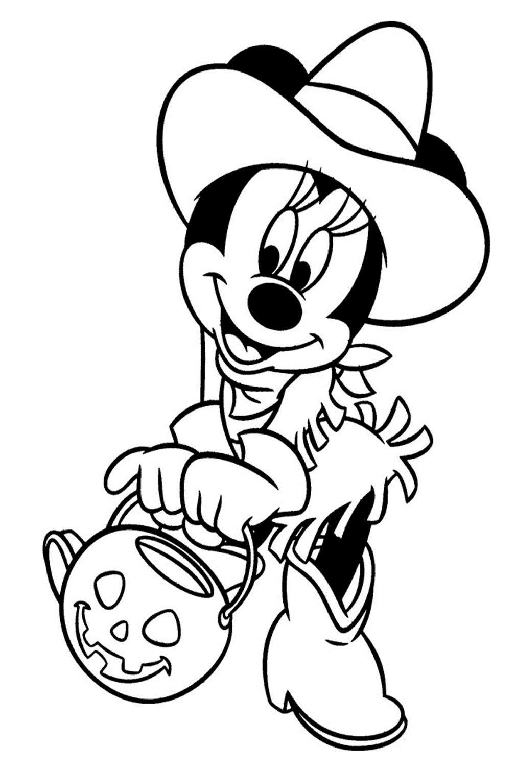 Halloween Minnie Mouse Cowboy Costume Coloring Pages