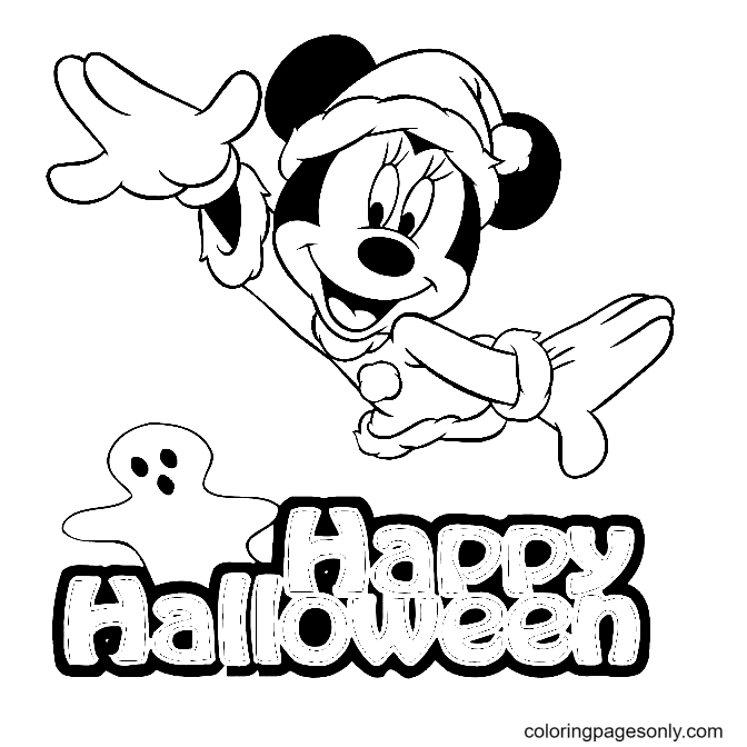 Halloween Minnie Coloring Pages