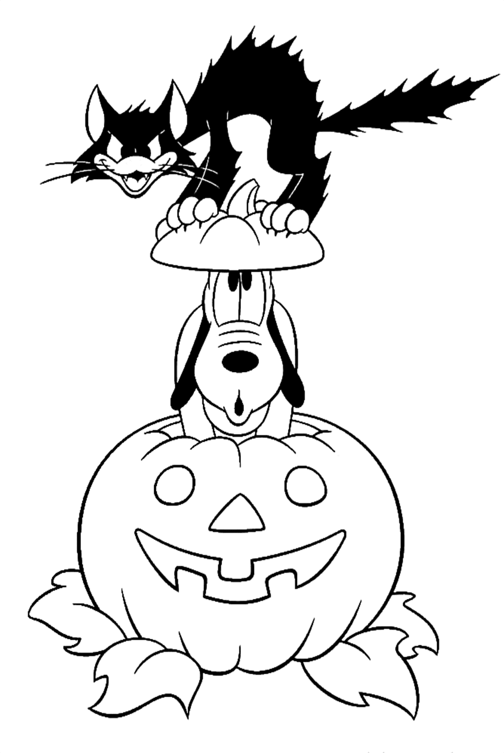 Halloween Pluto Black Cat Coloring Pages