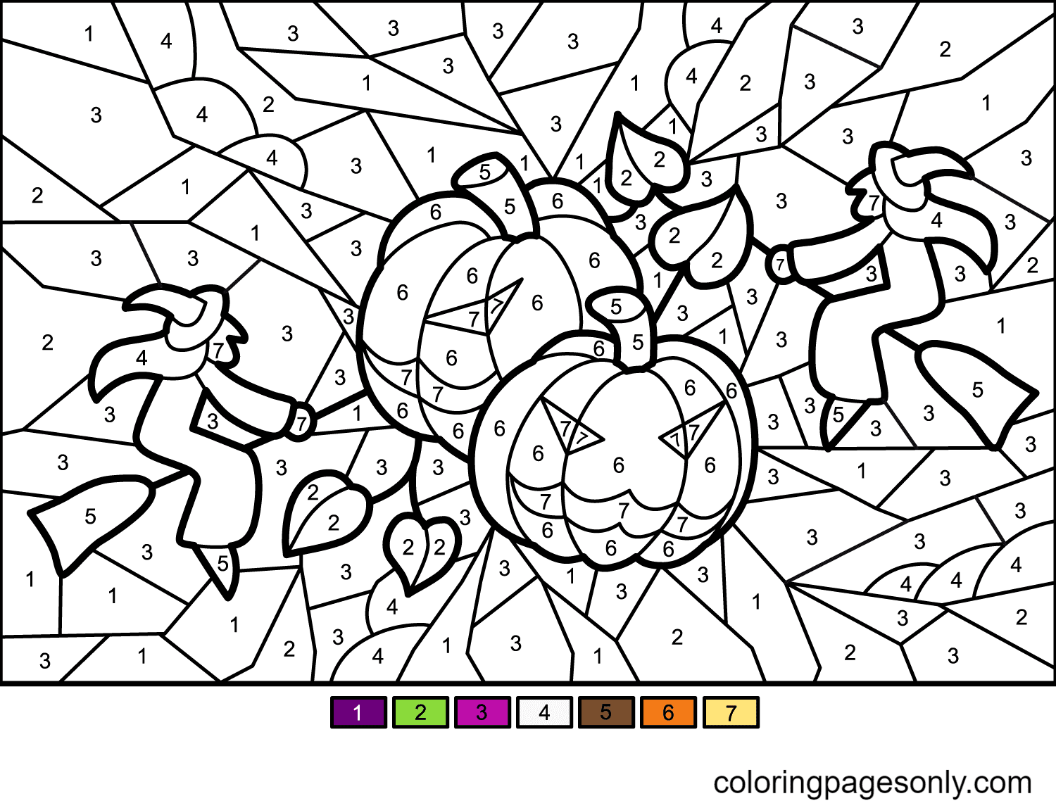 color by number halloween coloring pages