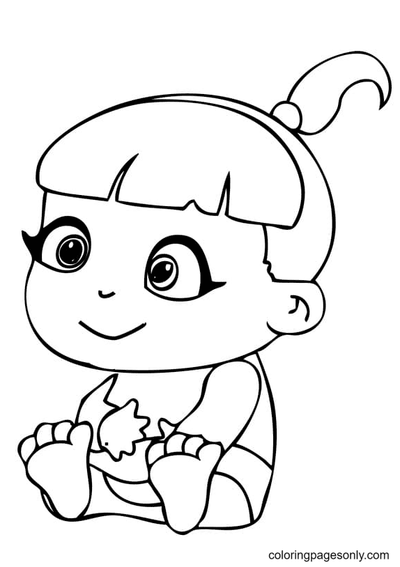 Happy Baby Girl Coloring Page