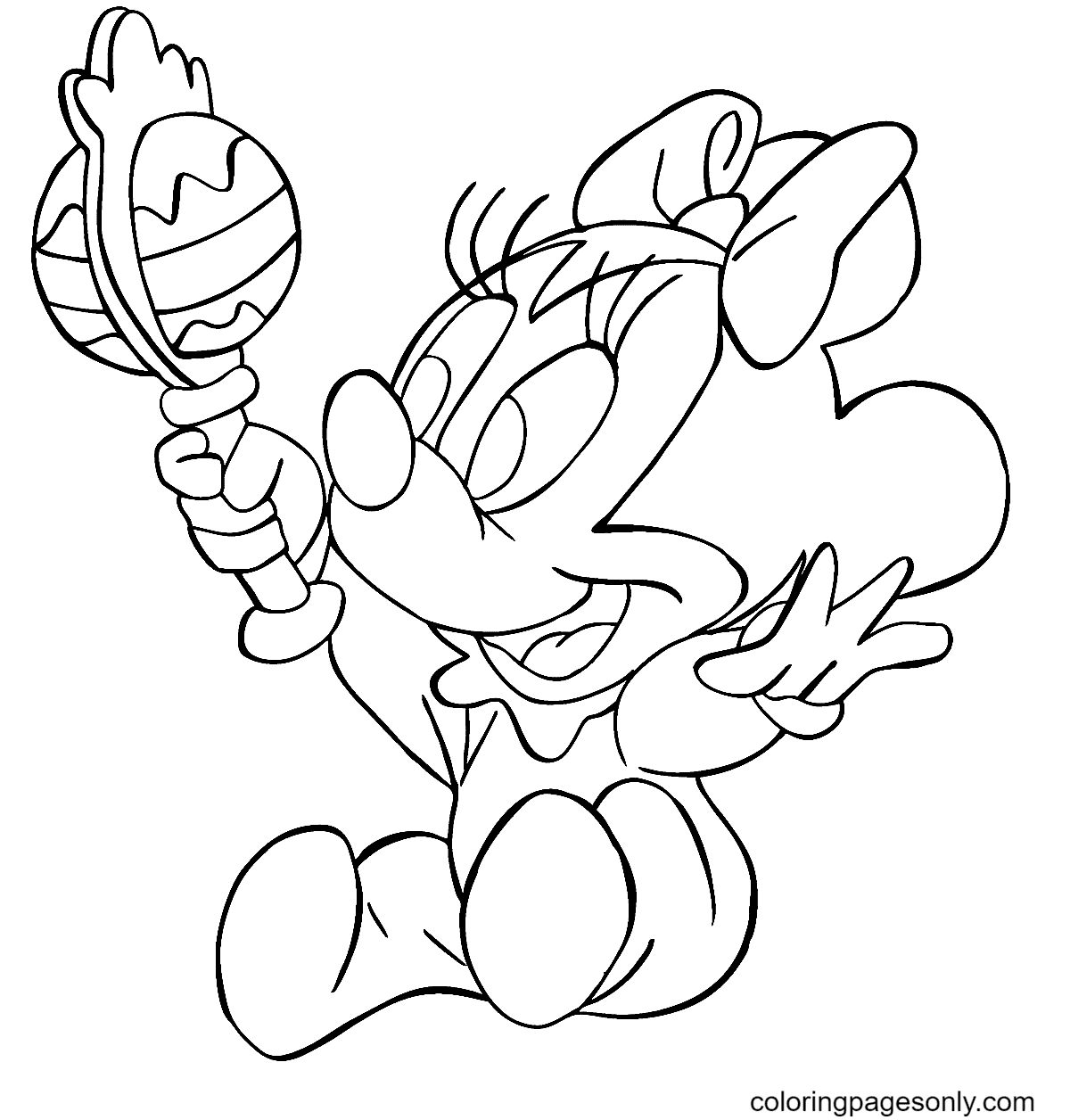 Happy Baby Minnie Mouse Coloring Page