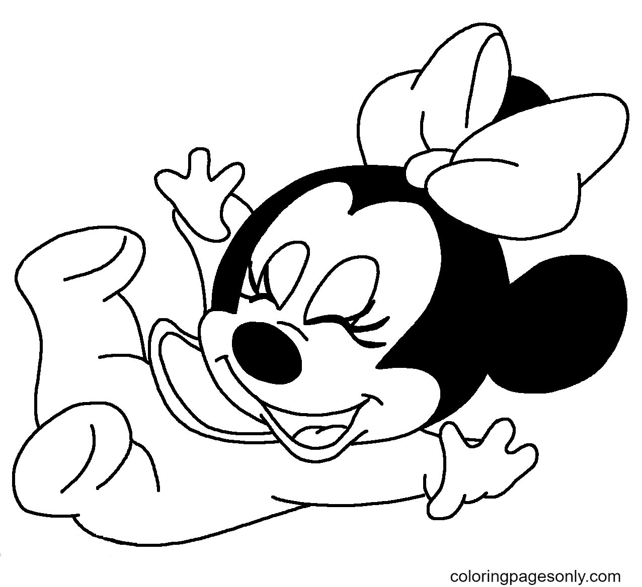 Happy Baby Minnie Coloring Page