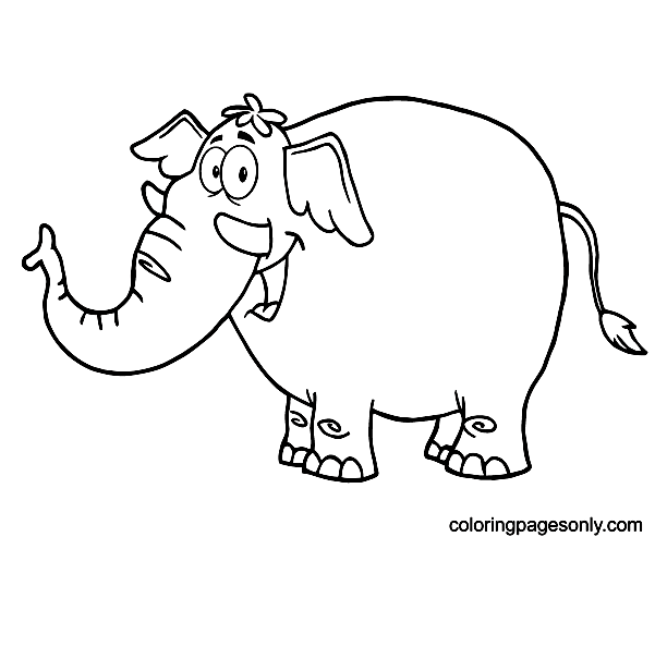 Happy Cartoon Elephant Coloring Pages