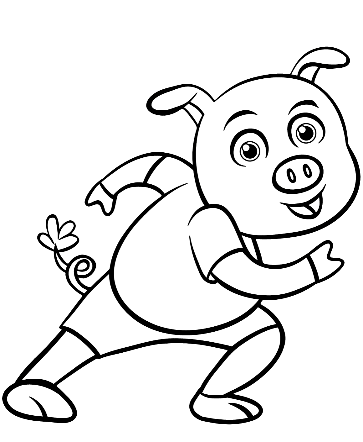 Счастливая мультяшная свинья из мультфильма "Свинья"