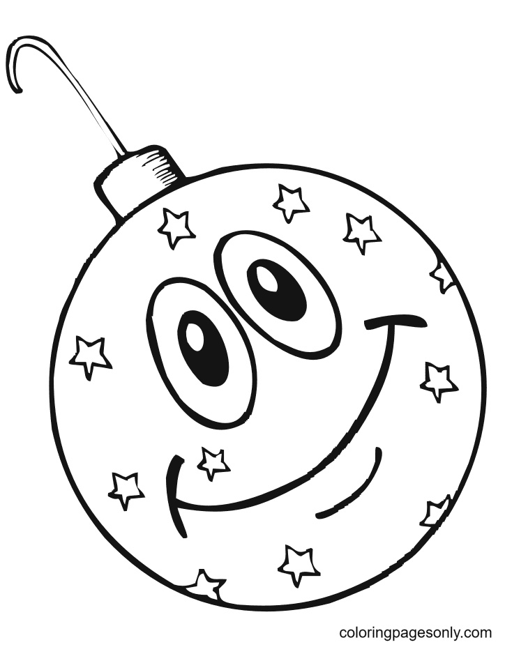 Happy Christmas Ornaments Coloring Page