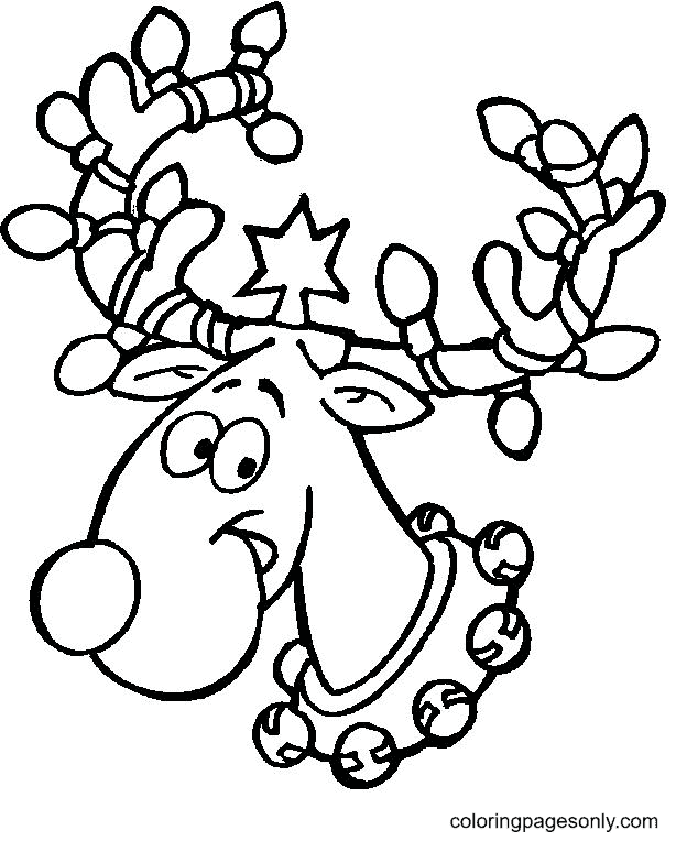 Happy Christmas Reindeer Coloring Page