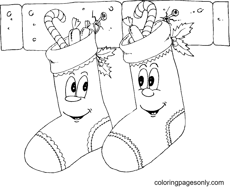 Happy Christmas Stocking Coloring Page