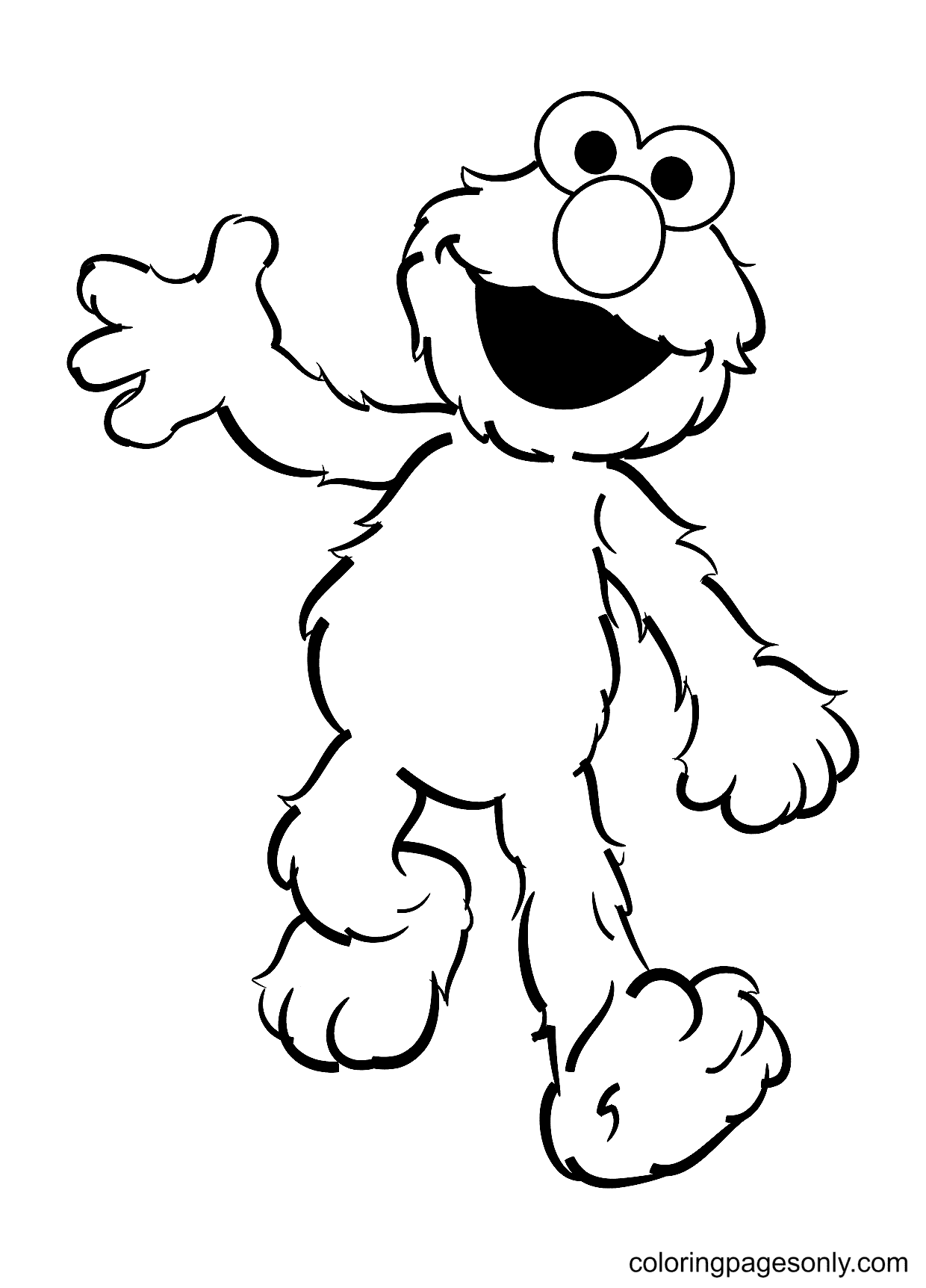 Happy Elmo Walking Coloring Pages