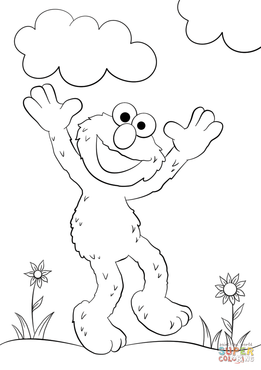 Happy Elmo Coloring Pages