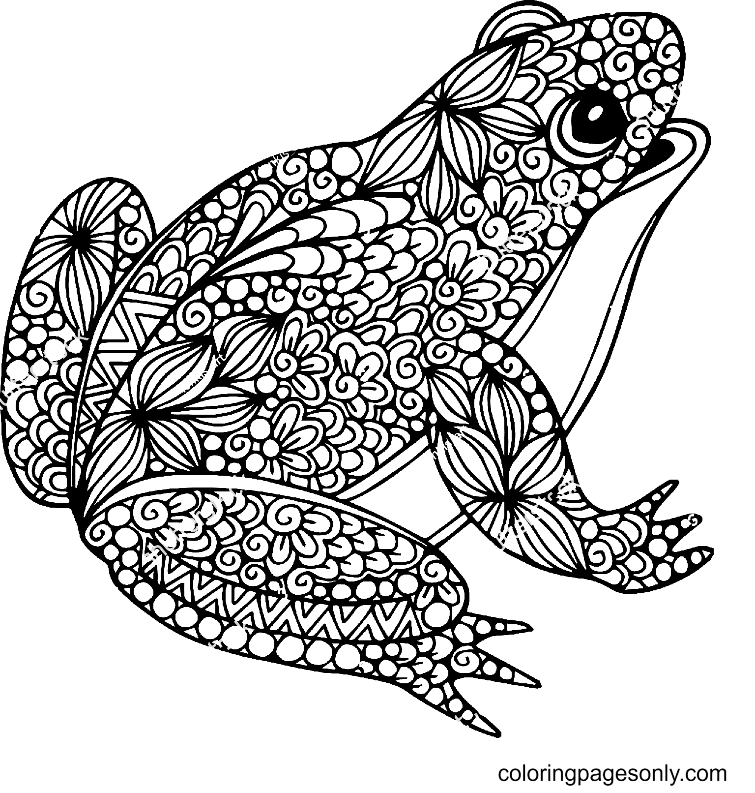 Happy Laughing Frog Coloring Page