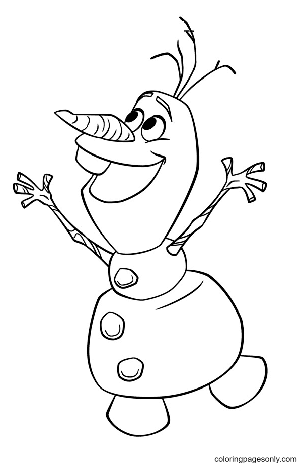 Happy Olaf Snowman Coloring Page
