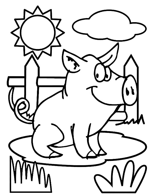 Happy Pig Coloring Pages