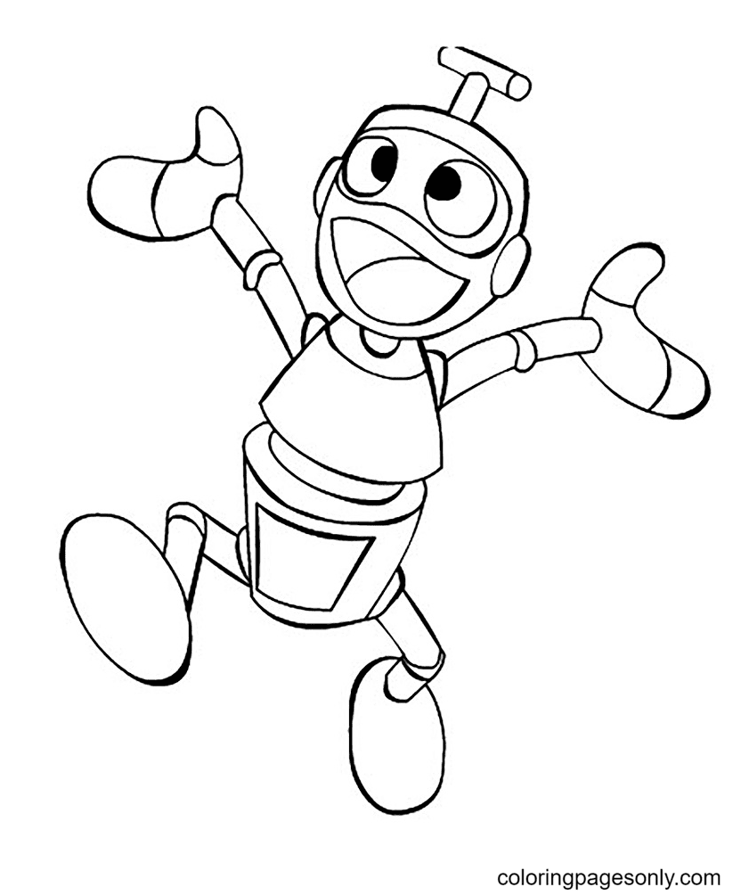 Happy Robot Coloring Page