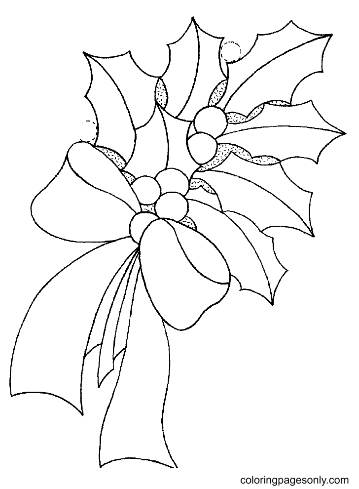 Holly Christmas Image Coloring Page