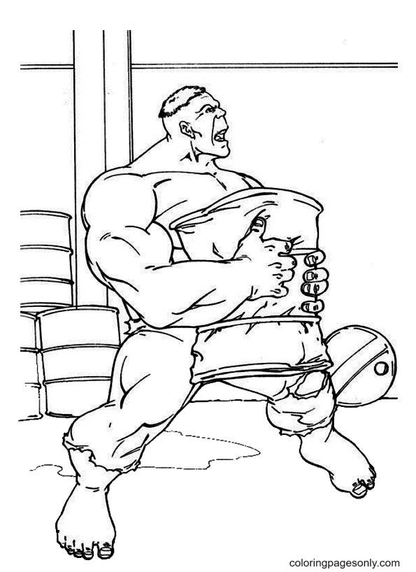 Desenho de Hulk esmaga barril com dois Han para colorir