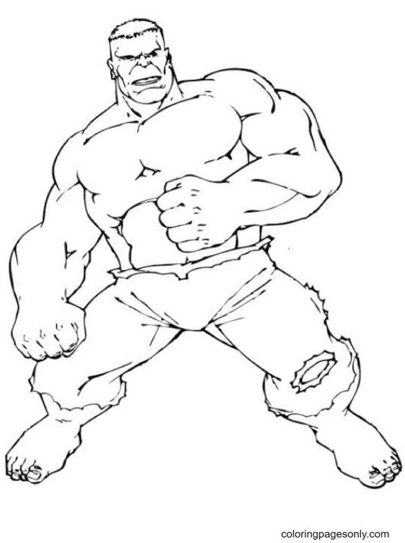 Pagina da colorare di Hulk Fighting
