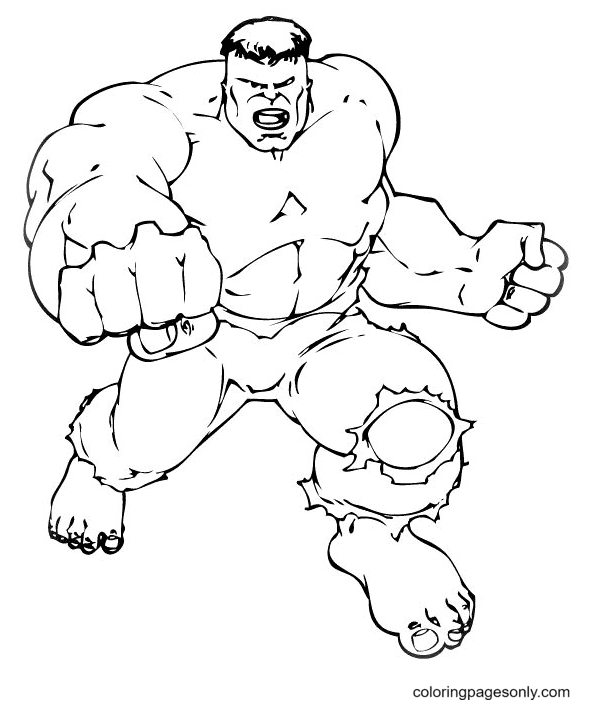 Desenho de Hulk mostrando seus músculos para colorir