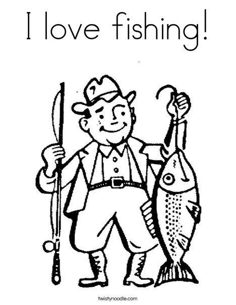 I Love Fishing Coloring Page