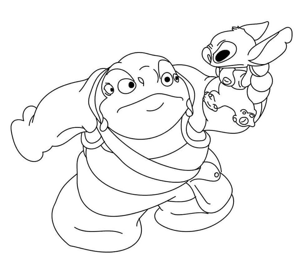 Jumba Jookiba Gets Hold Stitch Coloring Page