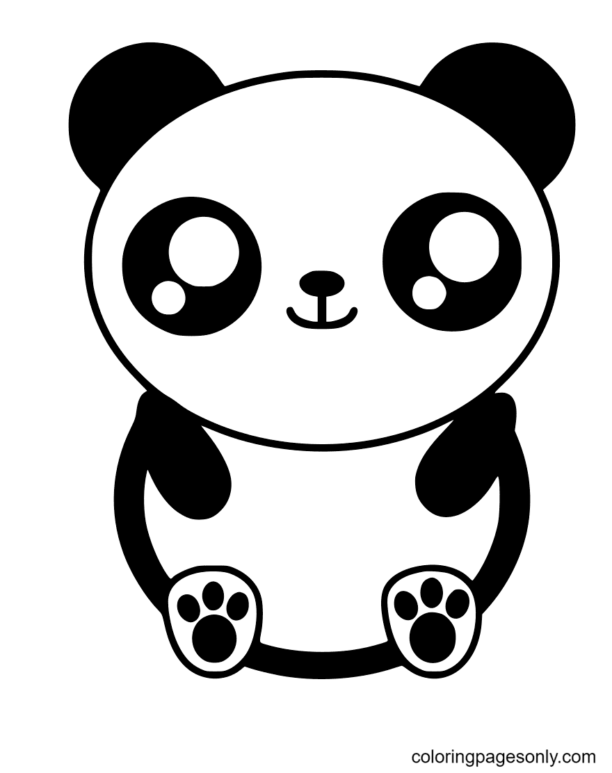 Desenho de Kawaii panda com coração para colorir