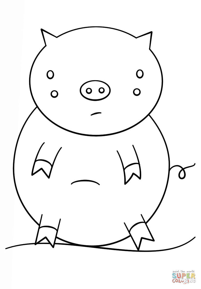 Kawaii Pig Coloring Page