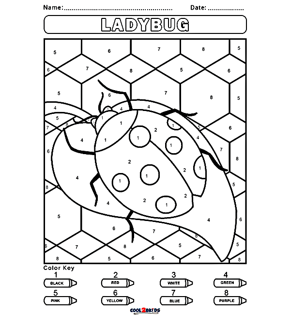 Ladybug Color by Number Coloring Pages
