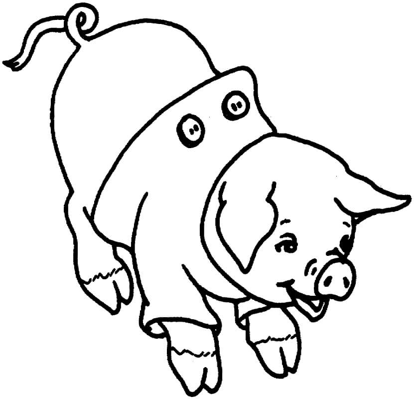 Laughing Pig Coloring Page