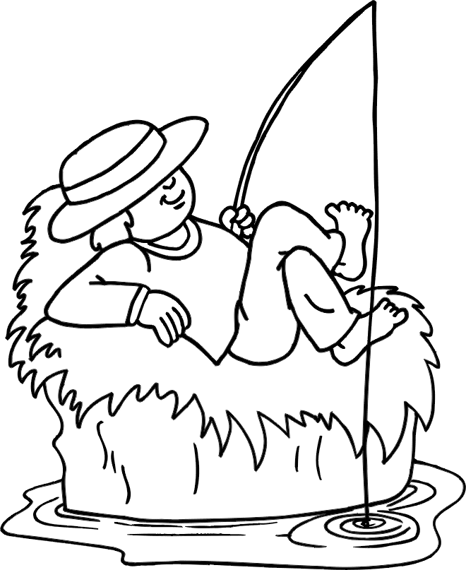 Lazy Fishing Coloring Page