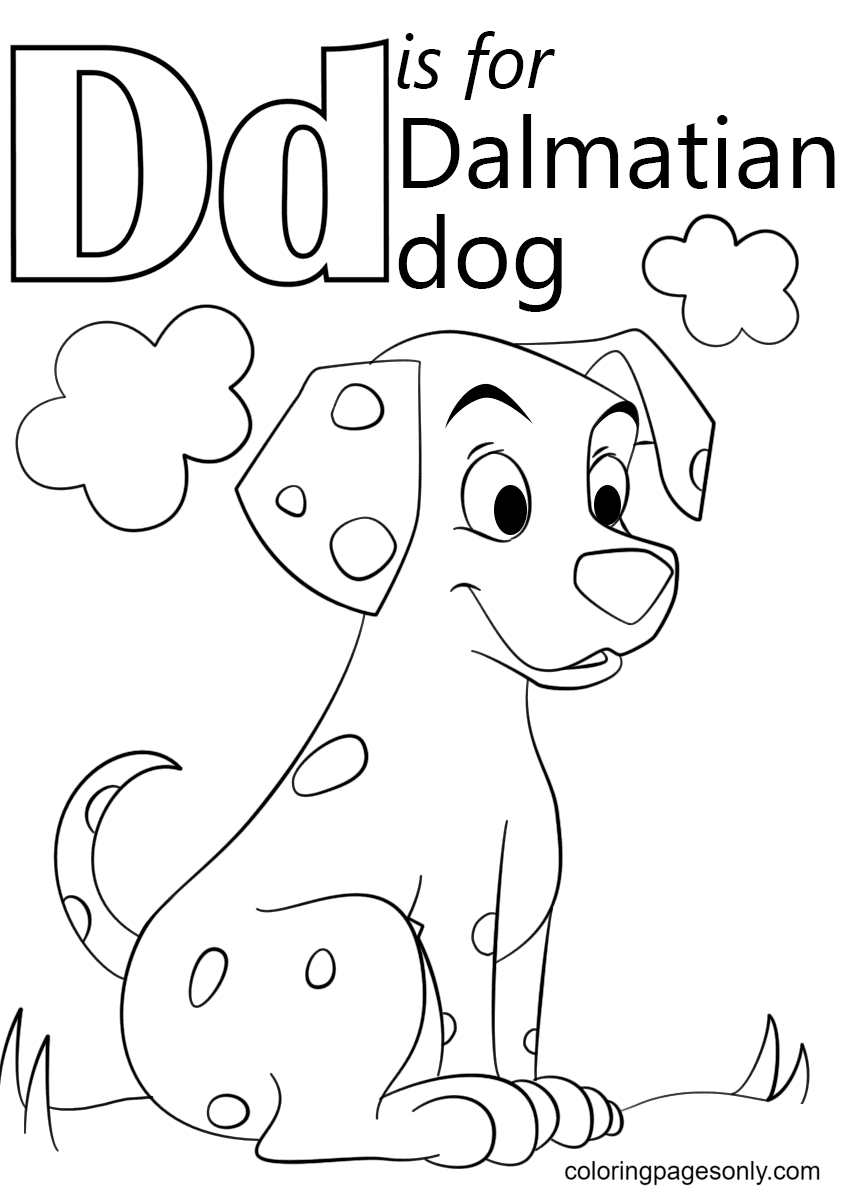 Letter D is for Dalmatian Dog Coloring Pages