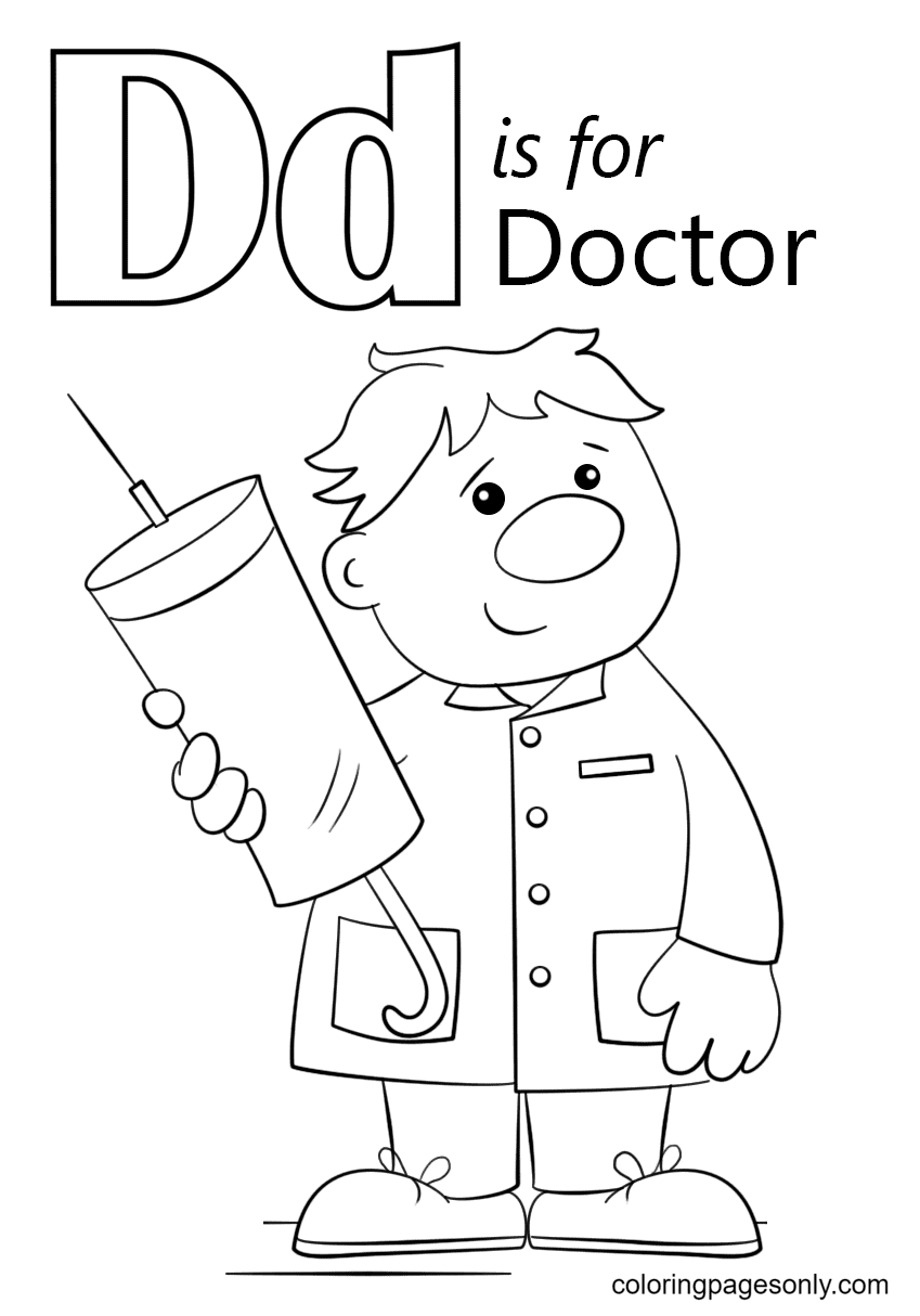 Letter D is for Doctor Coloring Page