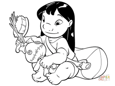 Lilo And Her Doll Coloring Page