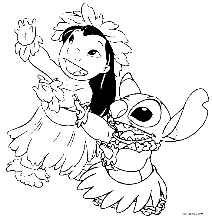 Desenho para colorir de Lilo e Stitch Dance