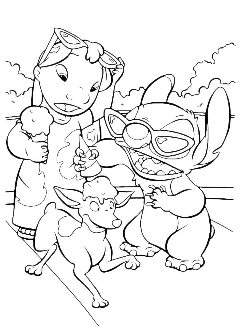 Lilo And Stitch Enjoying Summer Coloring Pages