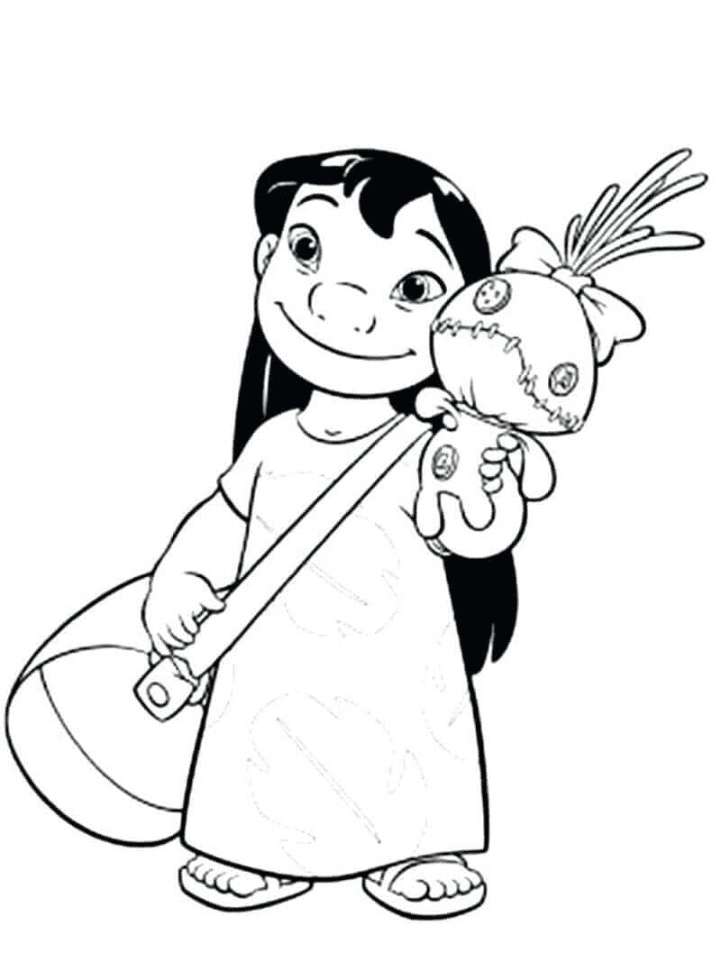 Lilo With Her Doll Coloring Page