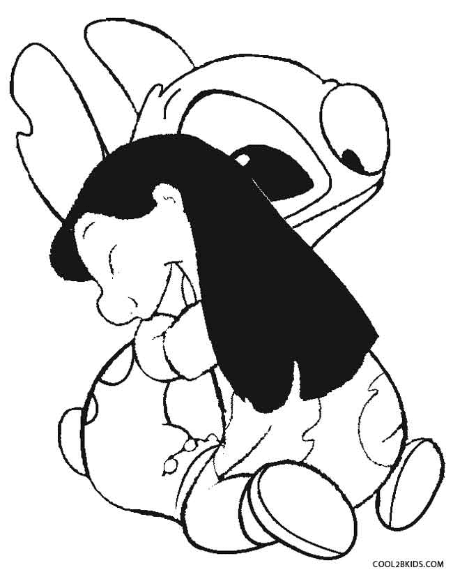 Lilo and Stitch Hugging Coloring Page
