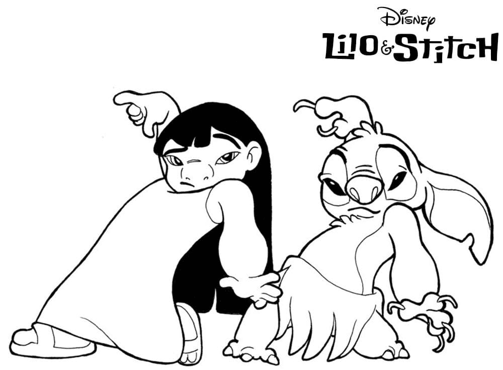 Lilo and Stitch are dancing Coloring Pages