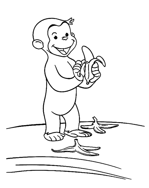 Little Monkey Eats Bananas Coloring Page