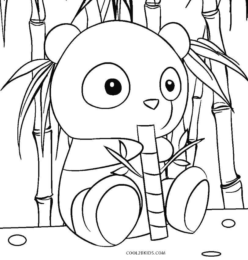 Little Panda is Eating Bamboo Coloring Page