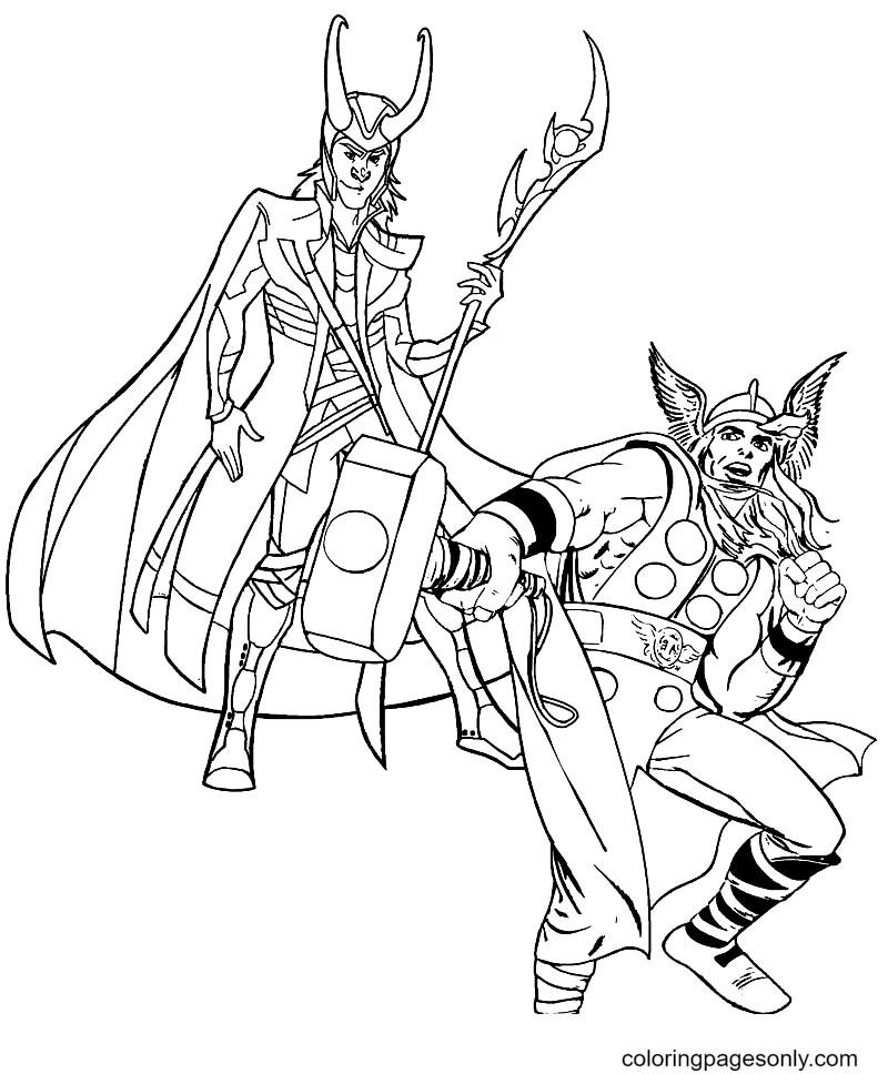 Loki and Thor Coloring Page