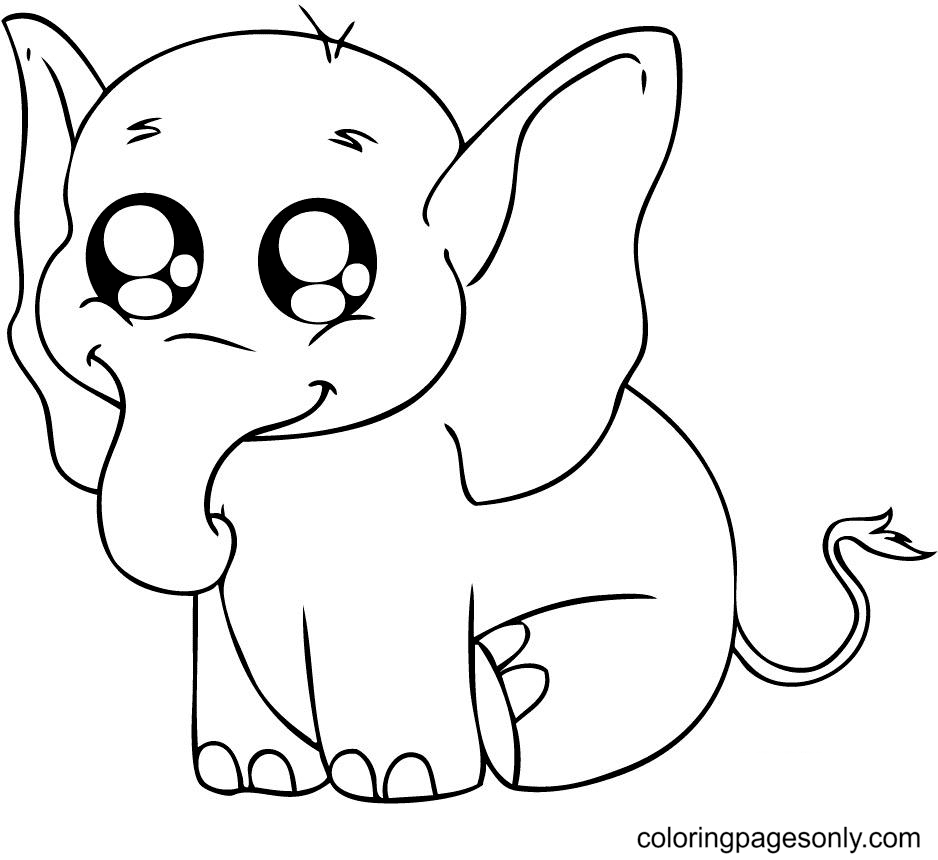 Lovely Baby Elephant Coloring Page