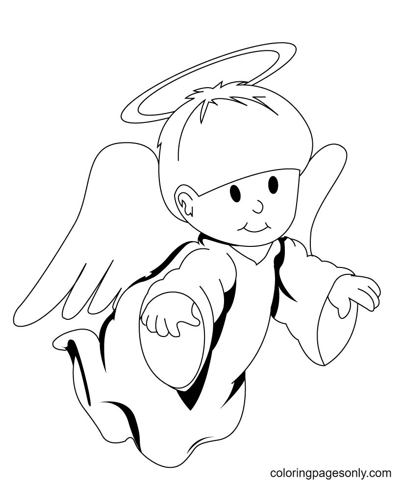Lovely Christmas Angel Coloring Page