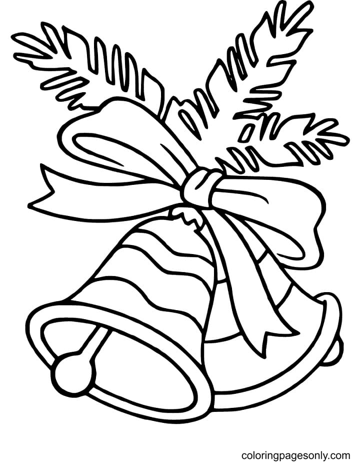 Lovely Christmas Bells Free Coloring Page