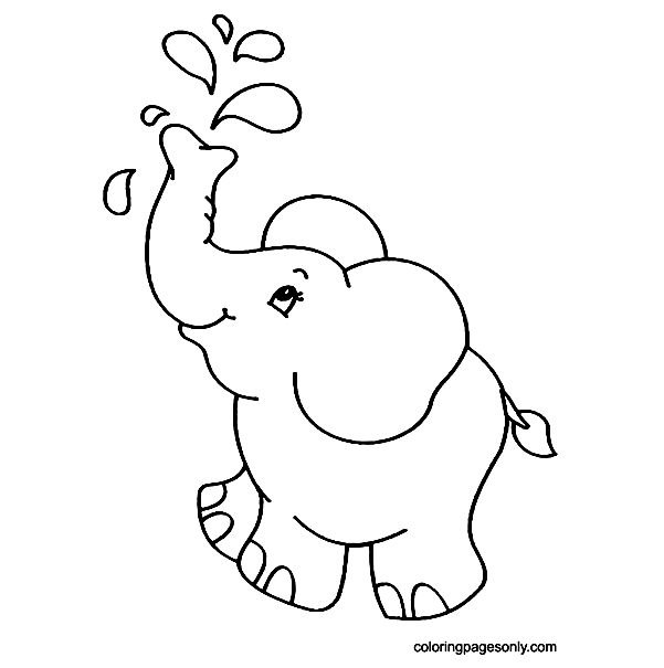 Lovely Little Elephant Coloring Pages