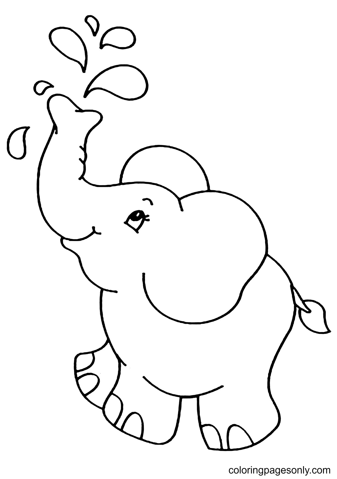 Lovely Little Elephant Coloring Page