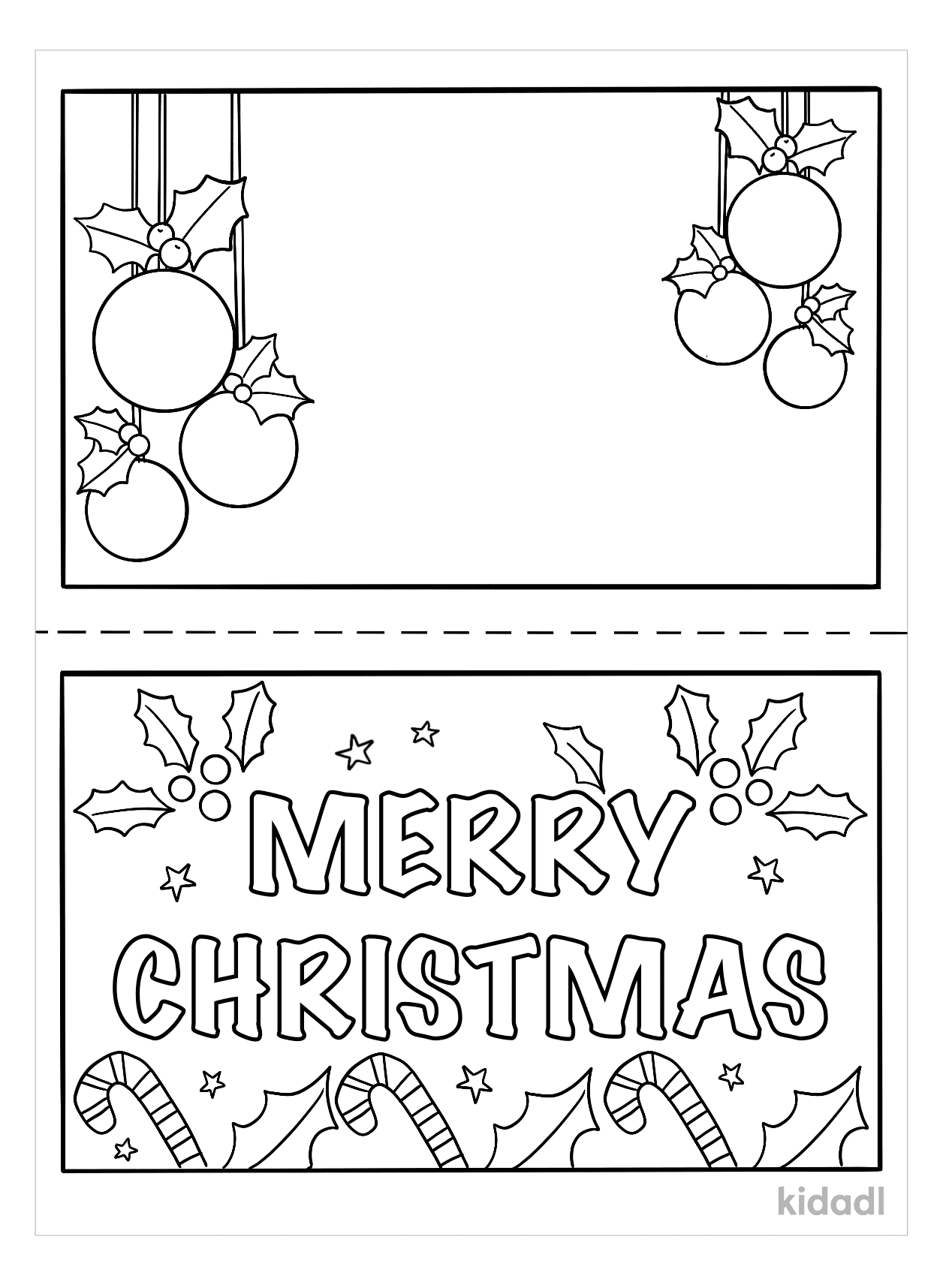 Lovely Merry Christmas Card Coloring Page
