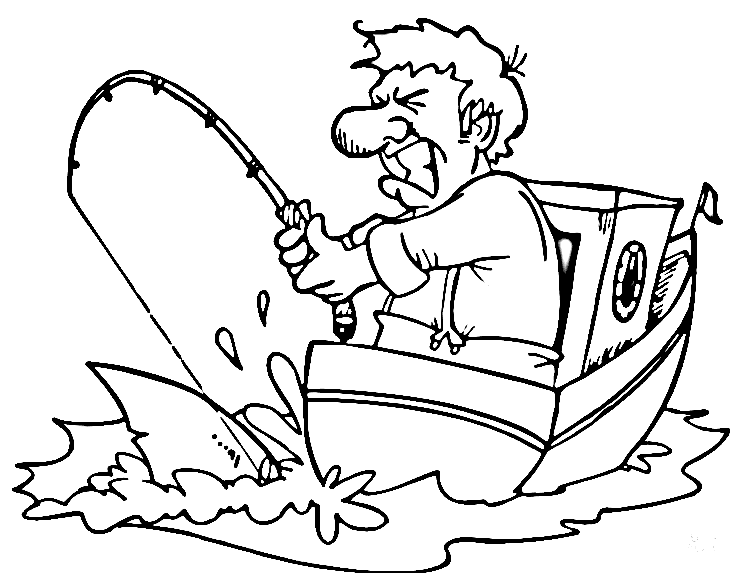 Desenho para colorir do pescador louco