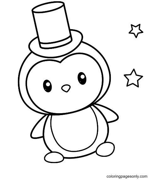 Magician Penguin Coloring Page