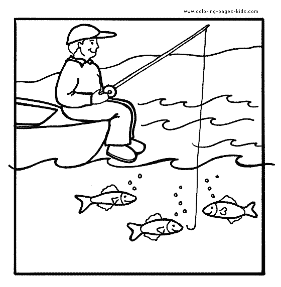 Man is Fishing Coloring Page